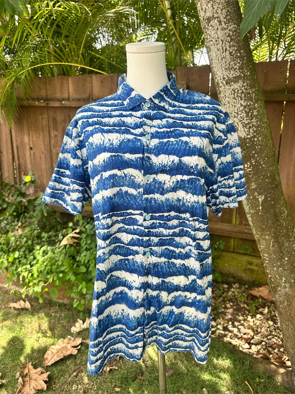 Tori Richard Sea Strait Cotton Lawn Button Up Shirt Size L
